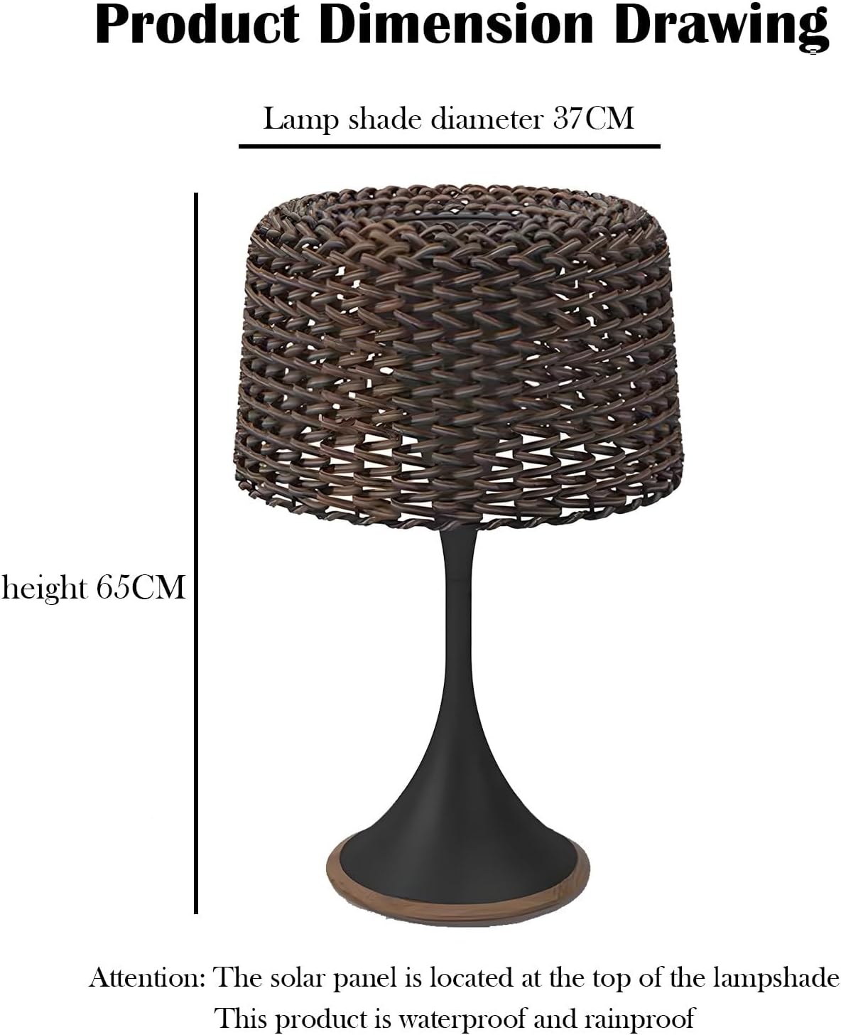 Outdoor Porch Rattan Floor Lamp, Intelligent Lighting Control, Easy to Install, Suitable for Garden Balconies(Brown,65 * 37CM)