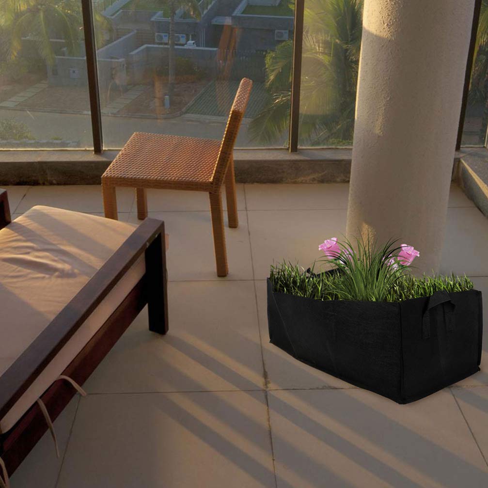 YARNOW Fabric Grow Bag Rectangle Planter with Handles 100x60x20cm Large Non-woven Garden Pots for Raised Bed Vegetables Herbs Flowers Black Breathable Aeration Planting Container - Image 3