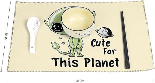 Miniatura 2 de Alienes Cute for This Planet Placemats Set of 6 Resistant Table Mats Washable Place Mats for Dinner Party Table Decoration