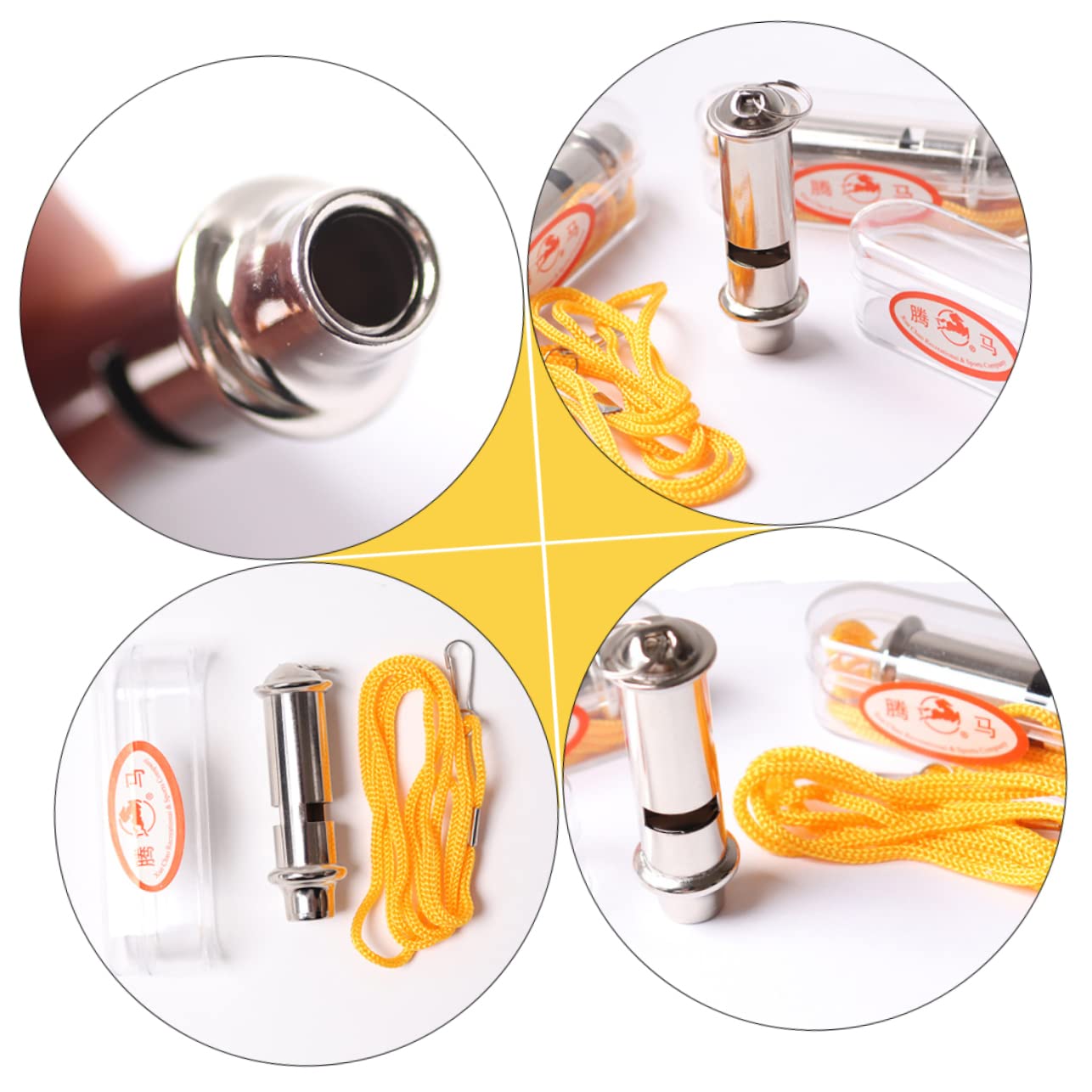 Kisangel 2sets 3pcs Stainless Steel Pigeon Training Whistle Durable Outdoor Survival Whistle for Birds Lightweight Loud Tone for Training and Emergencies Silver Yellow 3pcs*2