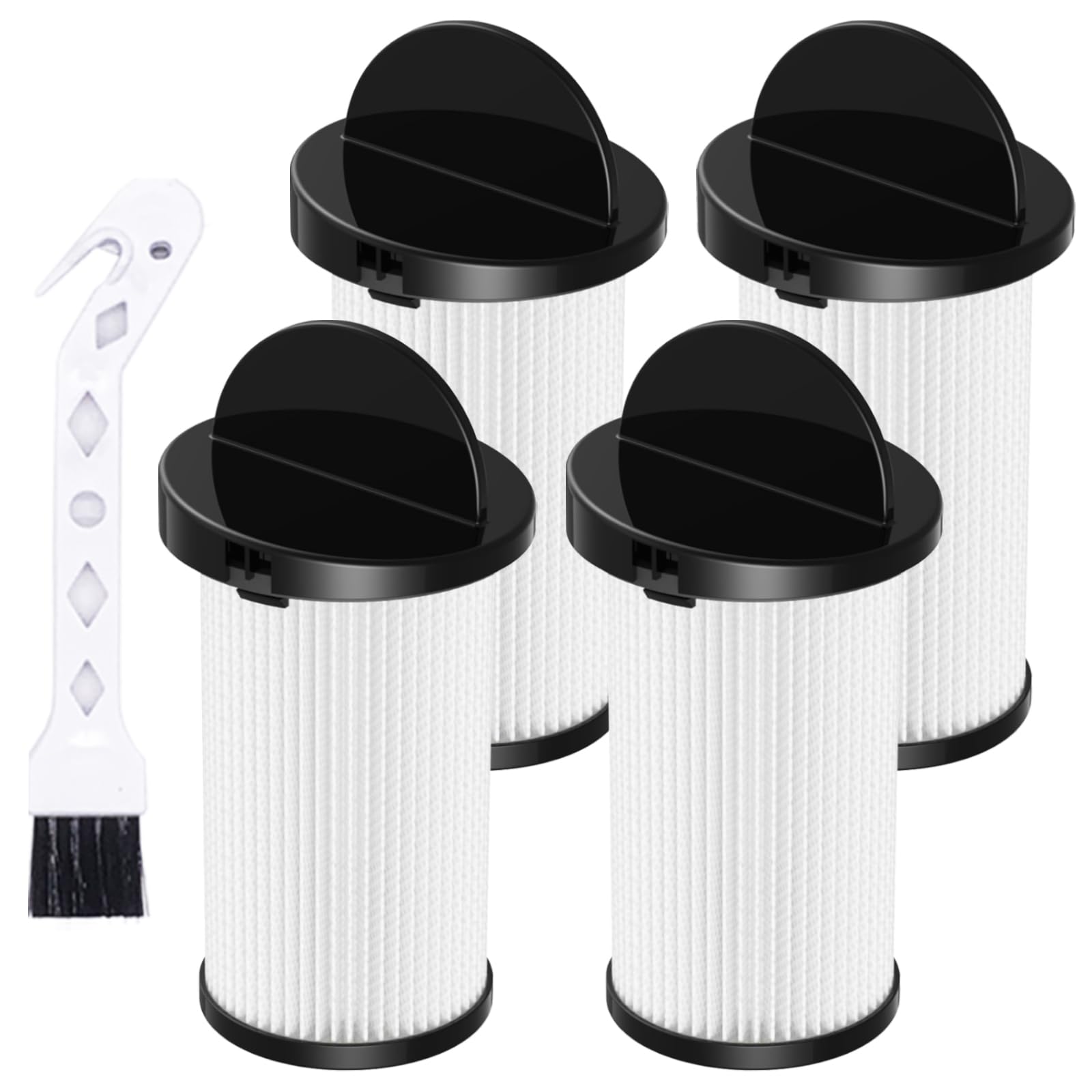 Pre-Motor Filter for EyeVac Series Home, Pro, Pet, Air and Plus, Also Compatible with NeoVac Elite- Touchless Stationary Vacuum Compare to Part # EV-PMF, 4 Pack HEPA + 1 Pack Cleaning brush