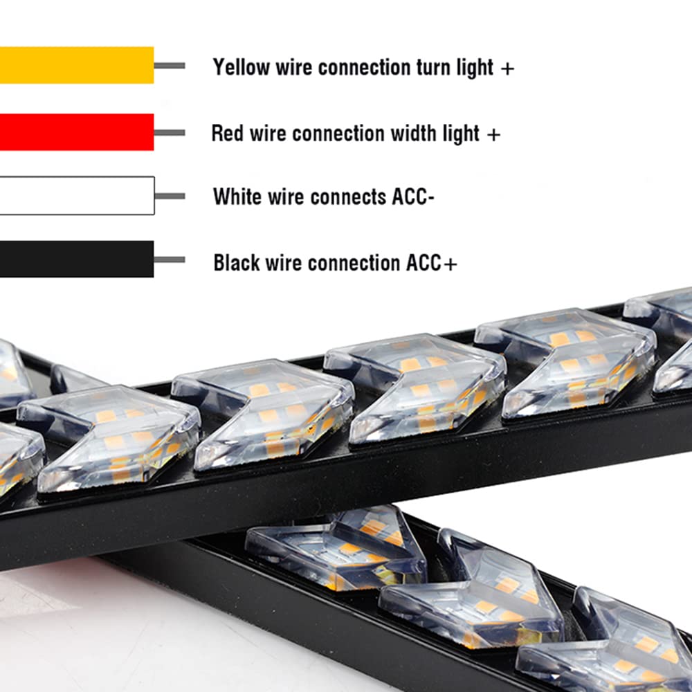 2 Pièces Voiture LED Feux Diurnes DRL Jaune Clignotant Lumière Dynamique Streamer Bande Universelle Antibrouillard
