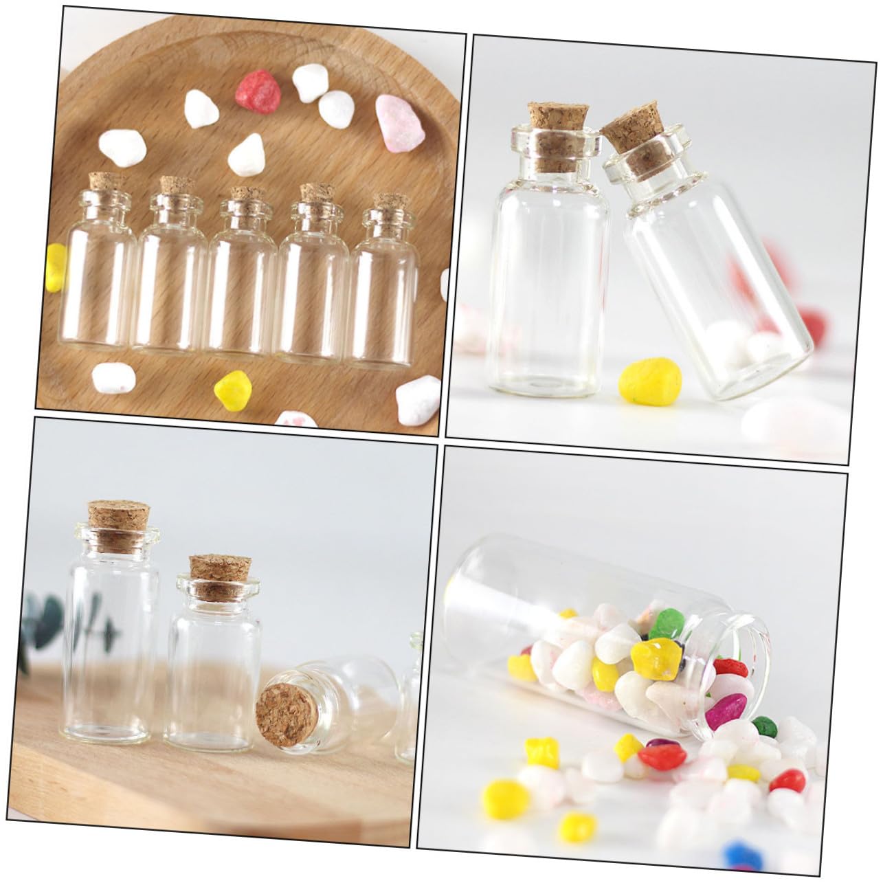 INOOMP 100 Stück Kleine Glasflaschen mit Korken Transparente Glasbehälter Vielseitige Aufbewahrung für Epoxidharz Kunst Miniaturen Sichere und Leichte DIY Fläschchen Höhe