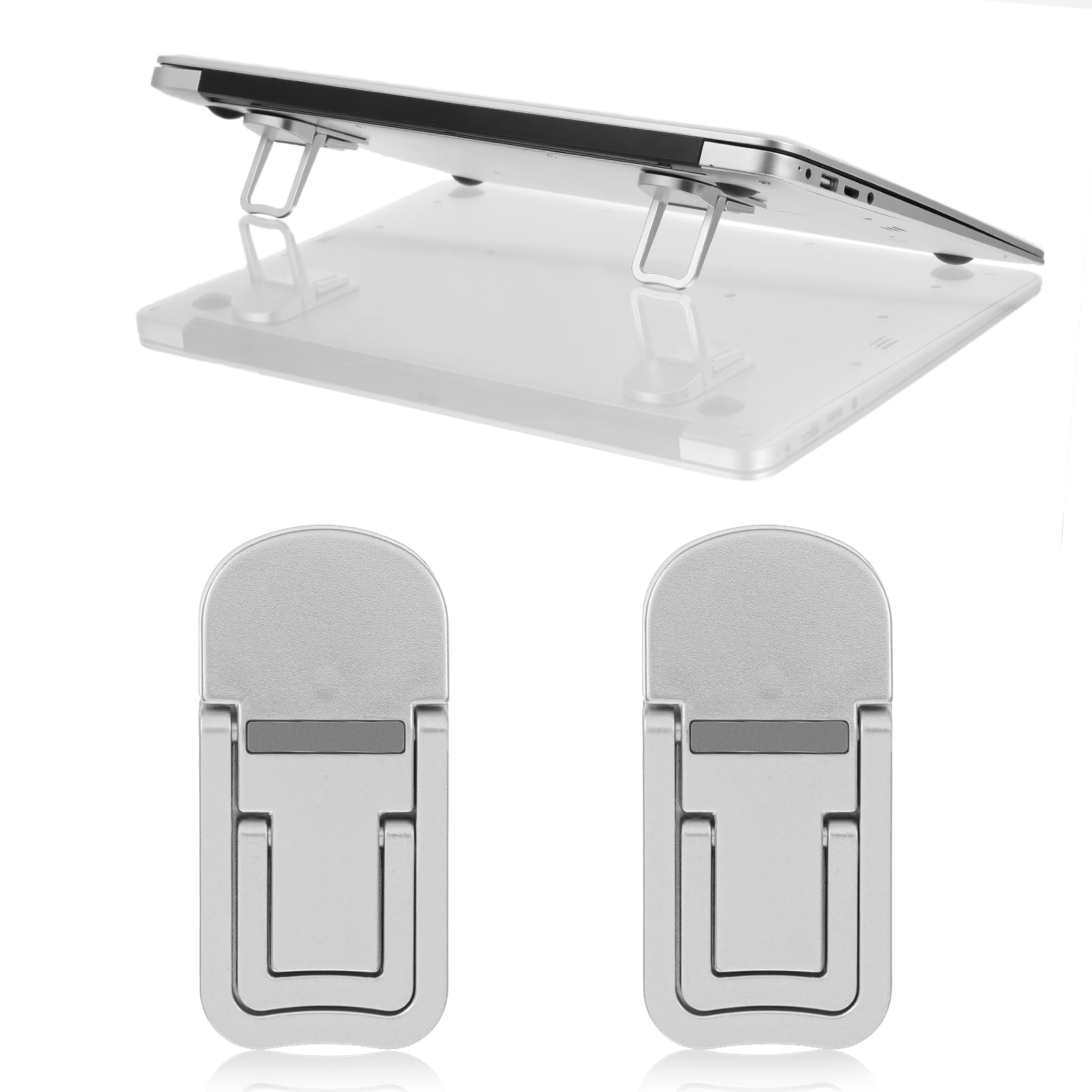 CIATBYYJ 2 Pcs Portable Keyboard Riser, Computer Keyboard Stand for Desk with Adjustable Angles, Keyboard Riser Feet Ergonomic Keyboard Accessories for Most Keyboards, Laptop (Silver)