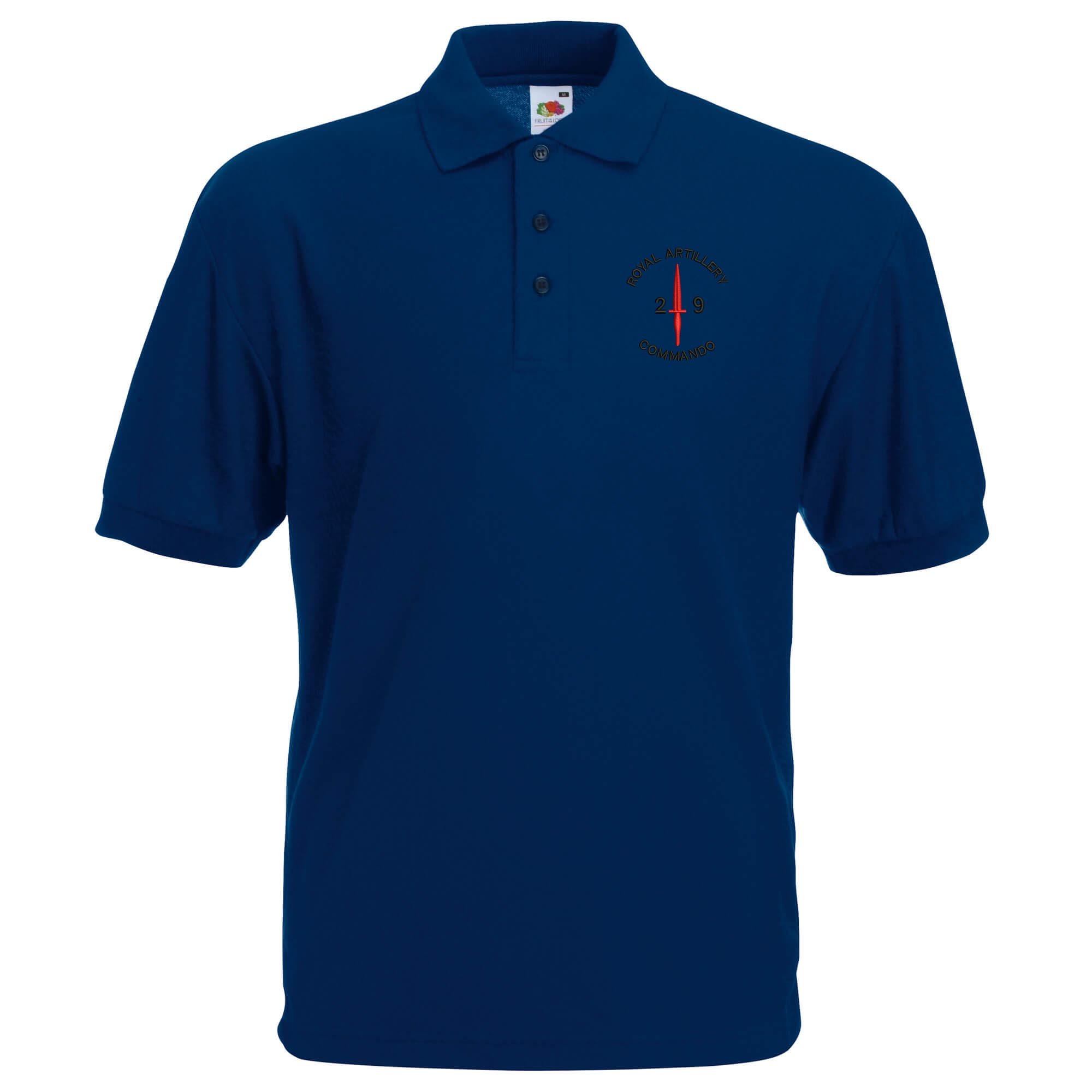 Pineapple Joe's Men's Navy 29 Commando Royal Artillery Embroidered Polo - X Large