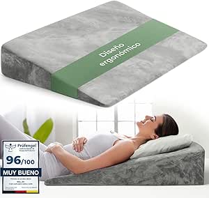 Well B4 Cojín cuña ergonómico para Cama y sofá, Almohada cuña [con 2 Zonas de reclinación], cojin Espalda, cómoda Almohada antirreflujo y cojín de Lectura para elevación del sueño o como Respaldo
