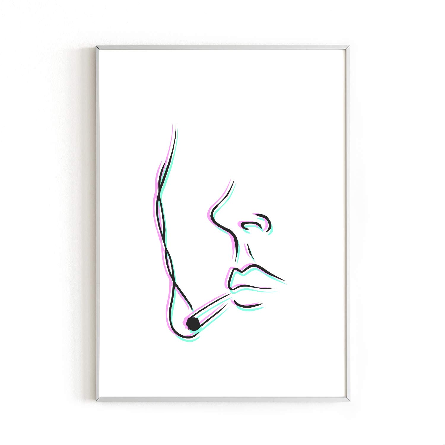 Trippy Dope Art Poster By Haus and Hues | Minimalist Wall Decor, Cool Poster for College Dorm Room Accessories, Pink Room Glam Decor, Apartment Decor for College Girls, Vintage Print 12”x16” (Smoker)