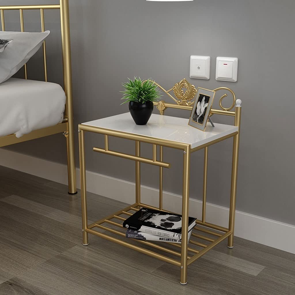 INUUXLG Nightstands Nordic Retro Metal Bedside Table Bedroom Small Desk Storage Side Cabinet Living Room Creative Locker Storage Coffee Table Nightstand Side Table (Color : Black) (Black)