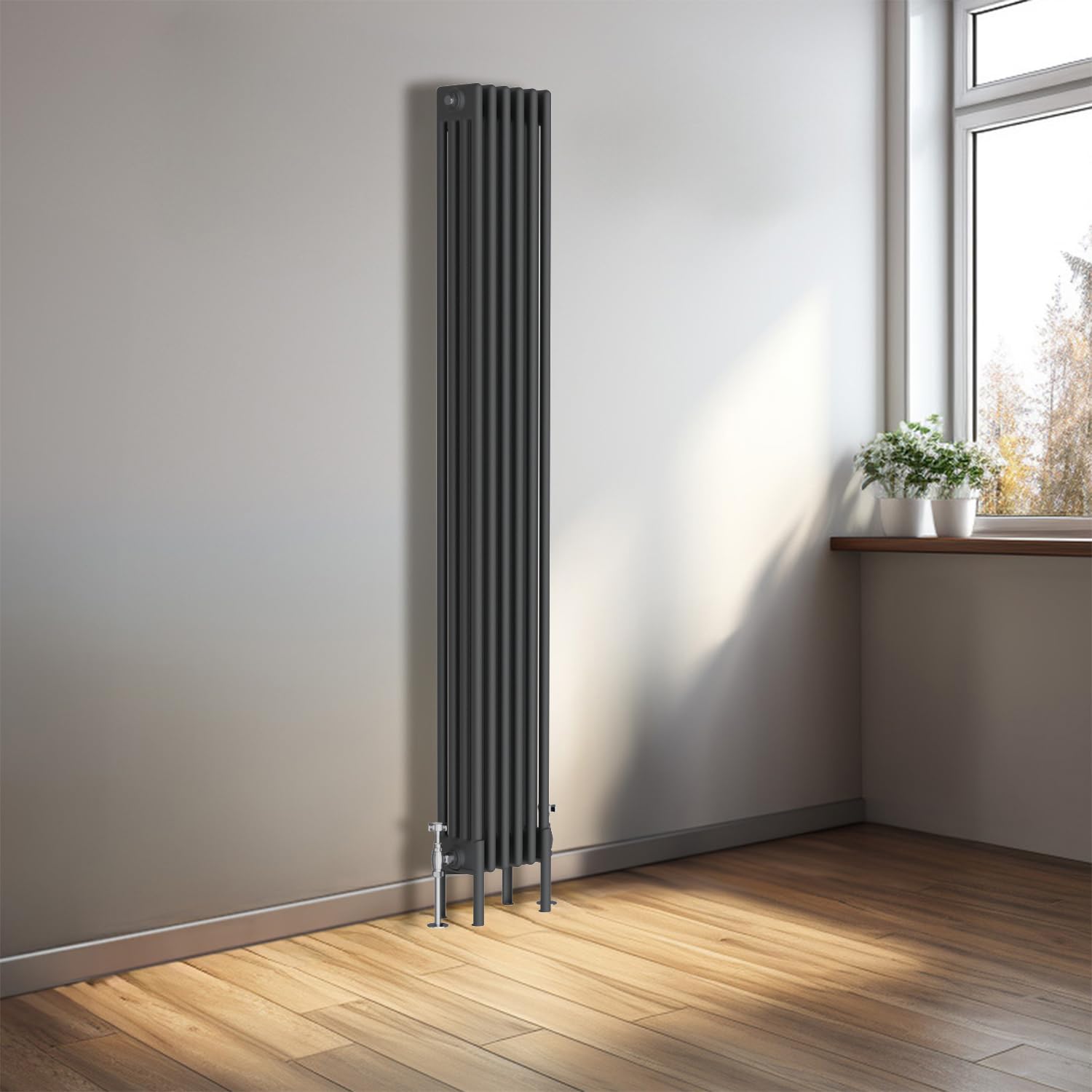NRG 1800x290mm Anthracite Traditional Cast Iron Style Four Column Vertical Radiator