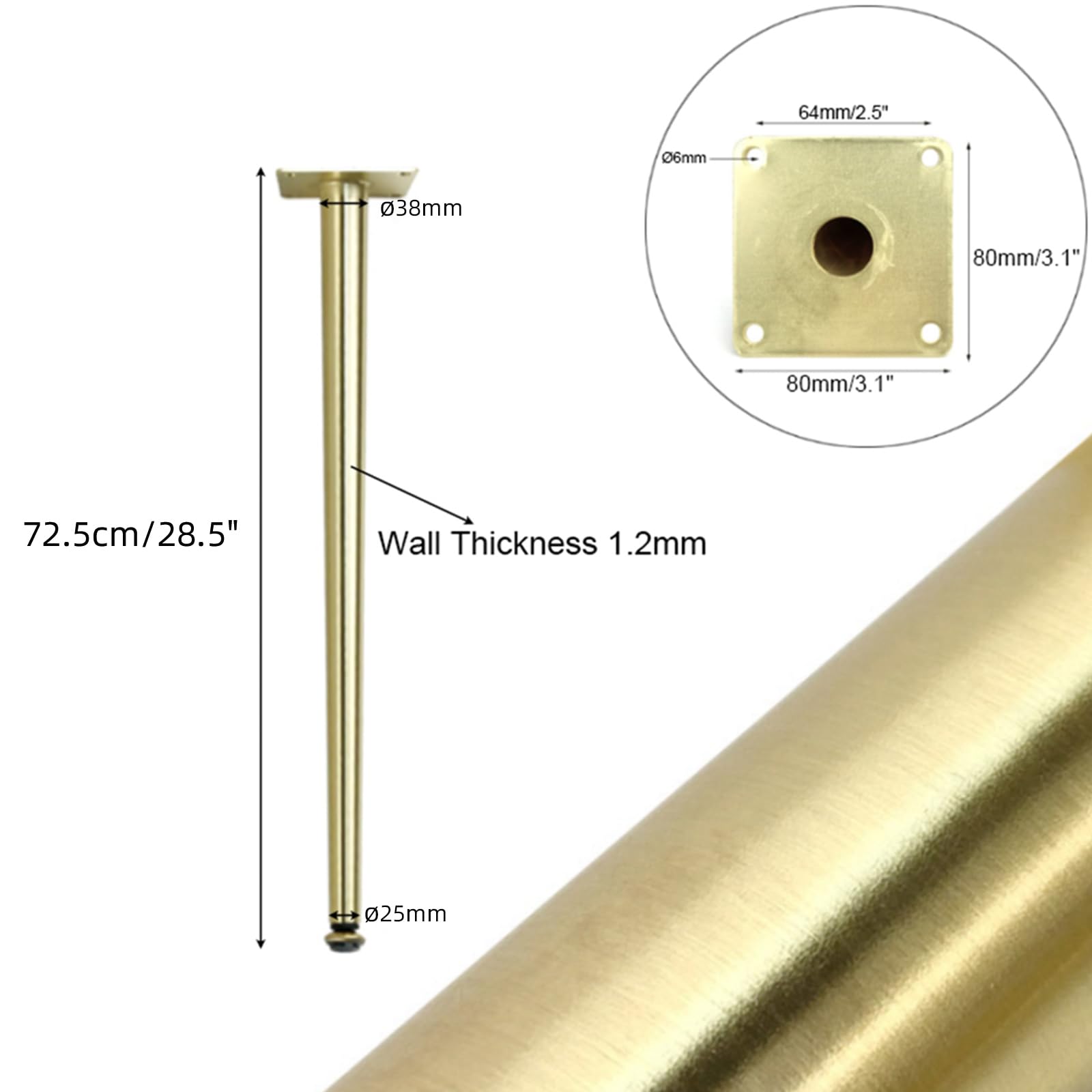 Patas para Muebles Regulables, 4 Piezas Patas para Mesas Regulables Pies de Sofá Dorado Cepillado para Armario Hierro | Galvanoplastia Pata para Cama Altura: 10.5-72.5cm Pies de Gabinete 72.5cm/28.5"