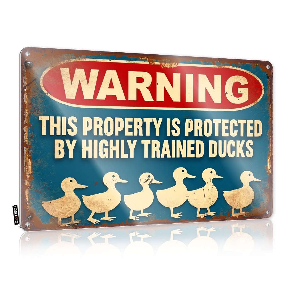 Fzfn Colour Decor Fall Door Decor Outhouse Rustic Nice Warning: Protected By Ducks - Easy To Hang Art(30X40cm)