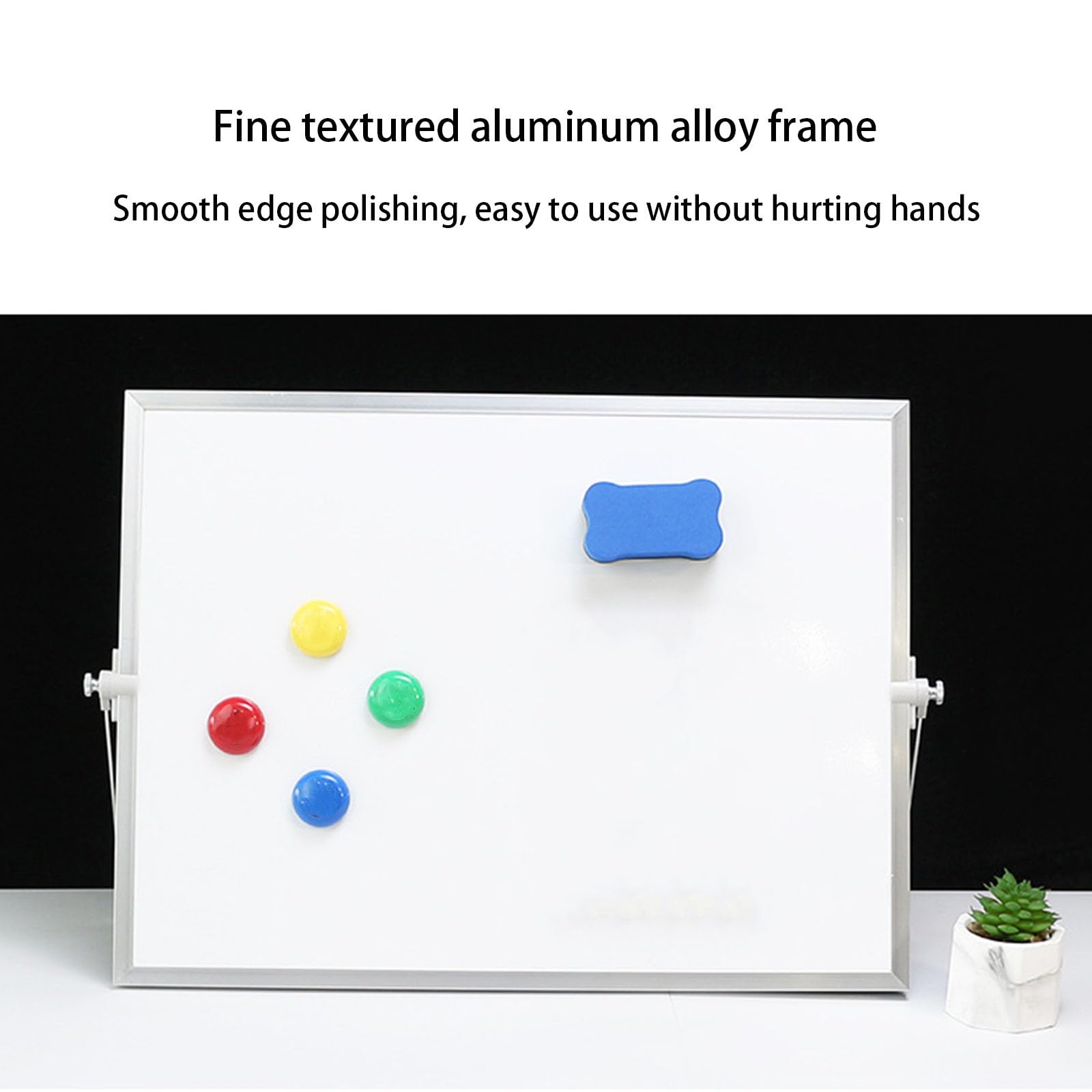 Tragbares Whiteboard mit Aluminiumrahmen, 40 x 30 cm, inklusive Zubehör und für den Arbeitsplatz, Aluminium-Whiteboard, drehbar