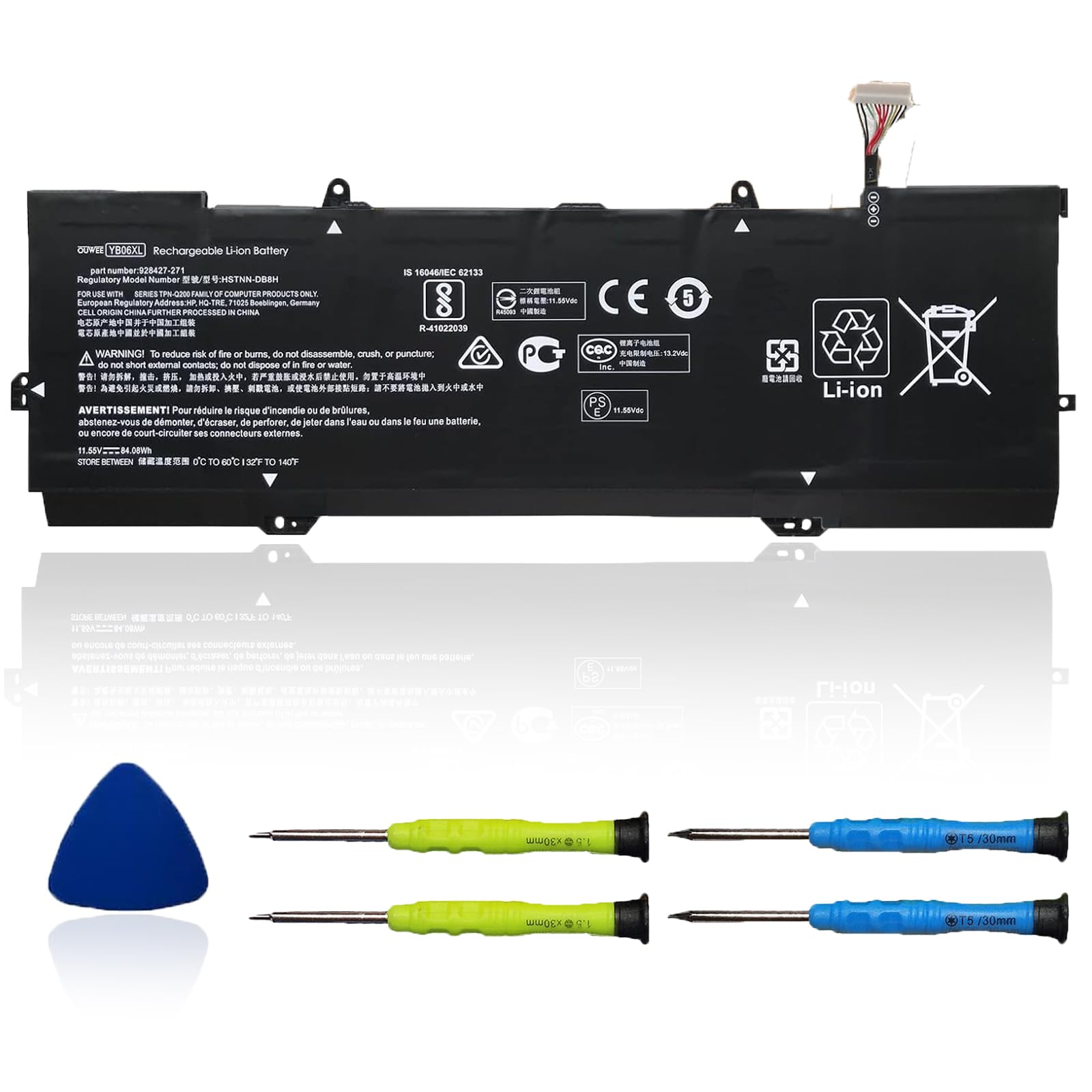 OUWEE HSTNN-DB8H YB06XL Laptop Battery Compatible with HP Spectre X360 15-CH 2018 15-CH000NA 15-CH000TX 15-CH004NL 15-CH005NG 15-CH012TX Series HSTNN-DB8V 928427-271 YB06084XL 11.55V 84.08Wh 7280mAh