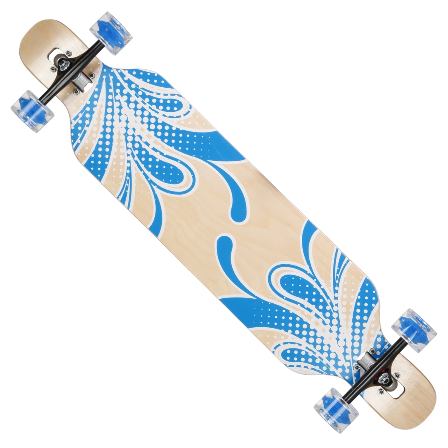 FunTomia® Freerider Longboard monopatín - 107cm x 26cm - rodamientos Mach1® - Hecho con 9 Capas de Madera de Arce