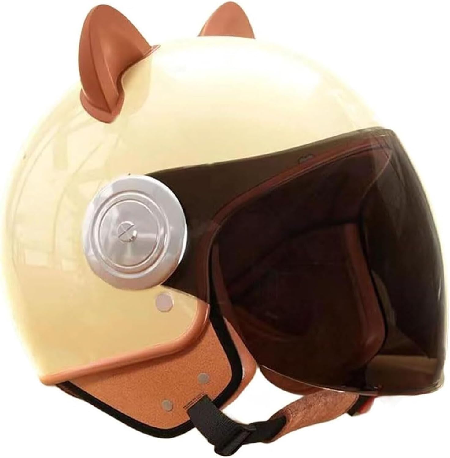DOT Approved Vintage Kids 3/4 Motorcycle Half Helmet with Cat Ears,Toddler Retro Open Face Scooter Go-Kart Dirt-Bike ATV Helmets,Youth Child Moped Bicycle Helmet for 2-14 Years Old