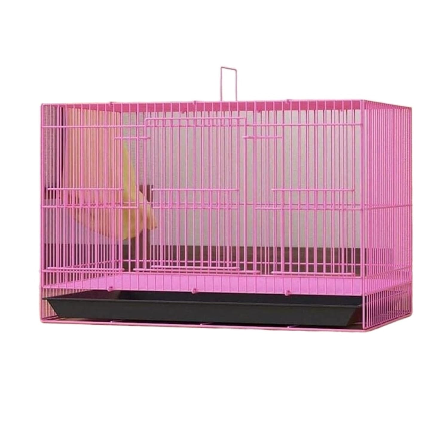 Jaula De Aves Para Canarios Transportadores Rectangulares Para Pájaros, Soporte Rodante Inferior De ABS, Jaula Para Para Mascotas, Vuelo Con Alimentador Para Hotel En Casa Loros Conures(Pink,50*33cm)