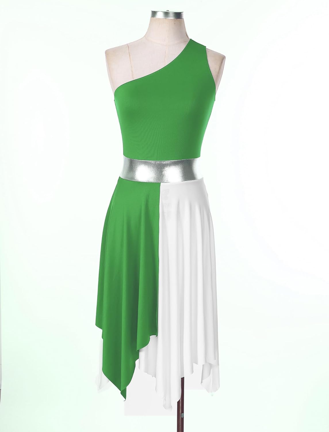 Adult Asymmetrical Praise Dance Tunic for Women One Shoulder Color Block Praise Liturgical Lyrical Dance Dress