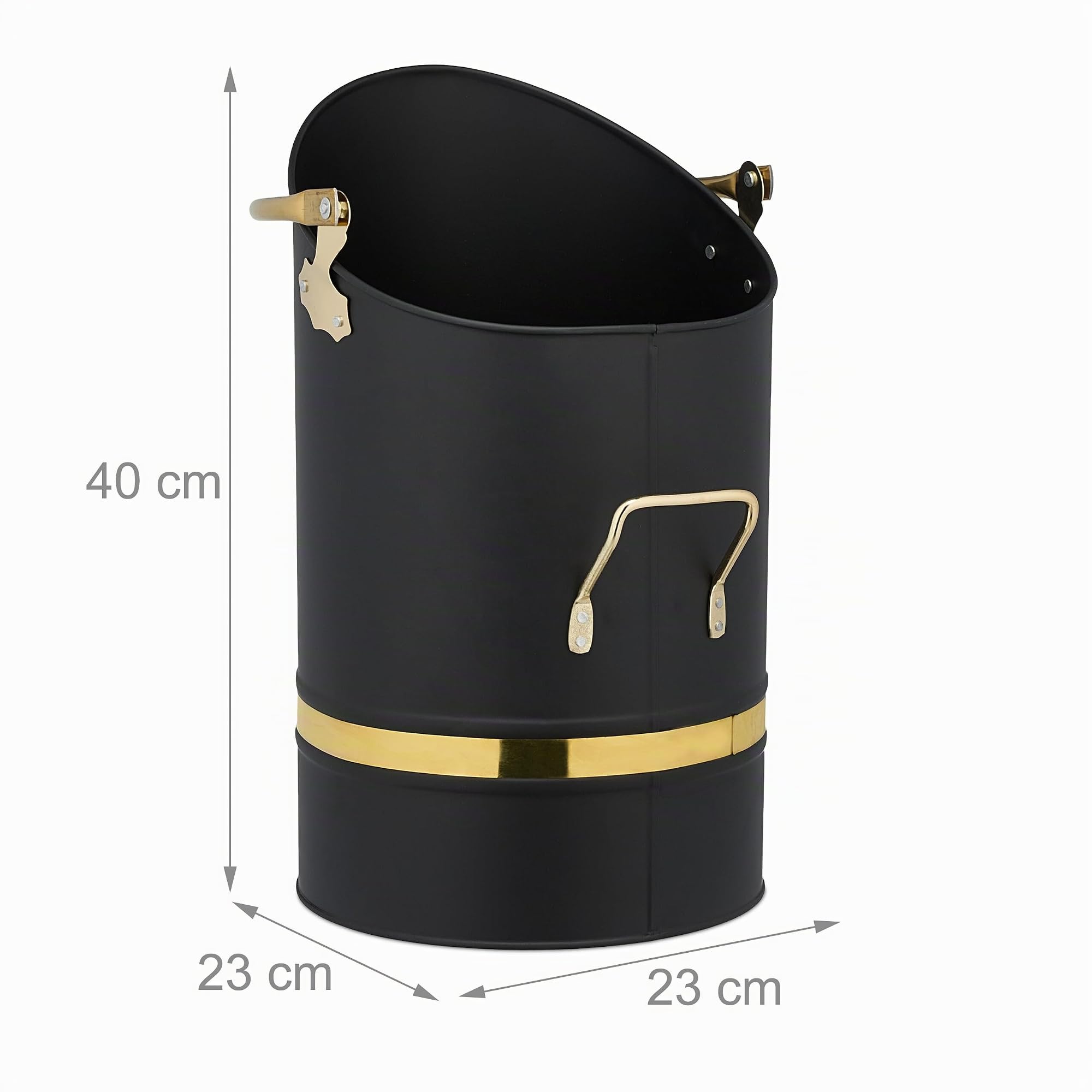 Relaxdays Charbonnière, 12 litres, Fer, avec Anse et poignée, Seau à Charbon, cheminée ou Grill, à remplir, Noire/dorée