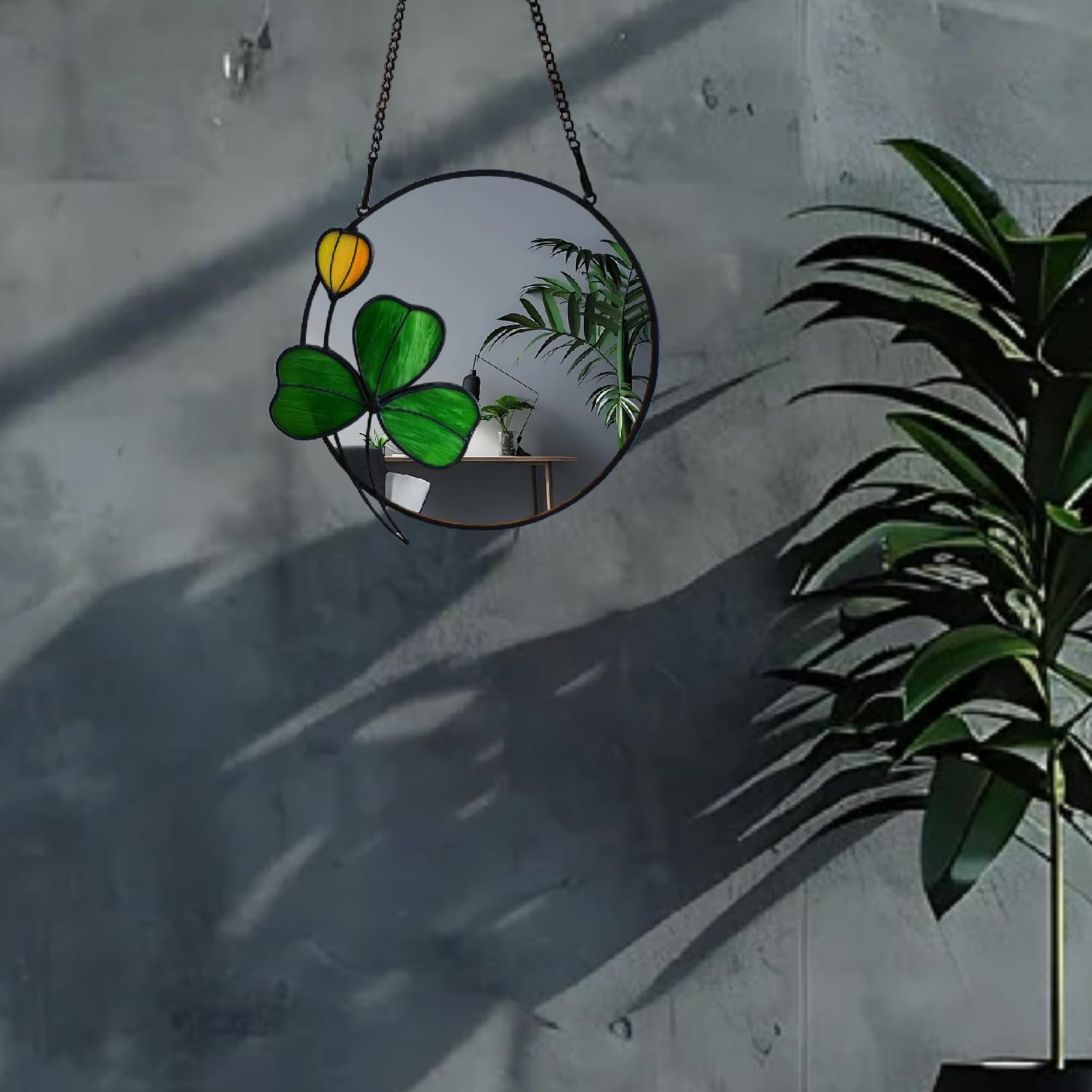 Amazon.co.jp: Holliveey Clover 壁装飾アートミラー、チェーン付き8