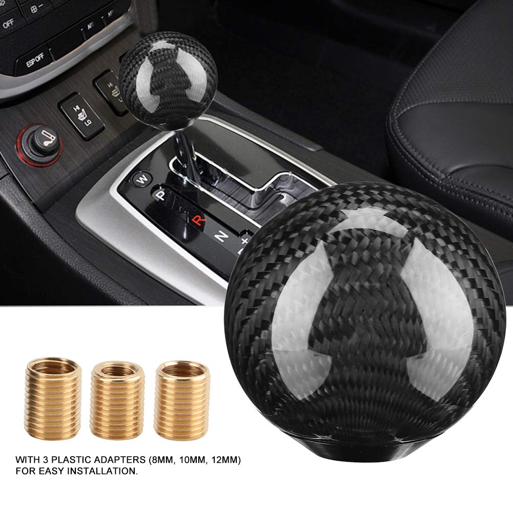 EVGATSAUTO Pomello Del Cambio In Fibra Di Carbonio – Testa Leva Cambio Universale Con Viti – Accessorio Auto Modificato, Nero - 6