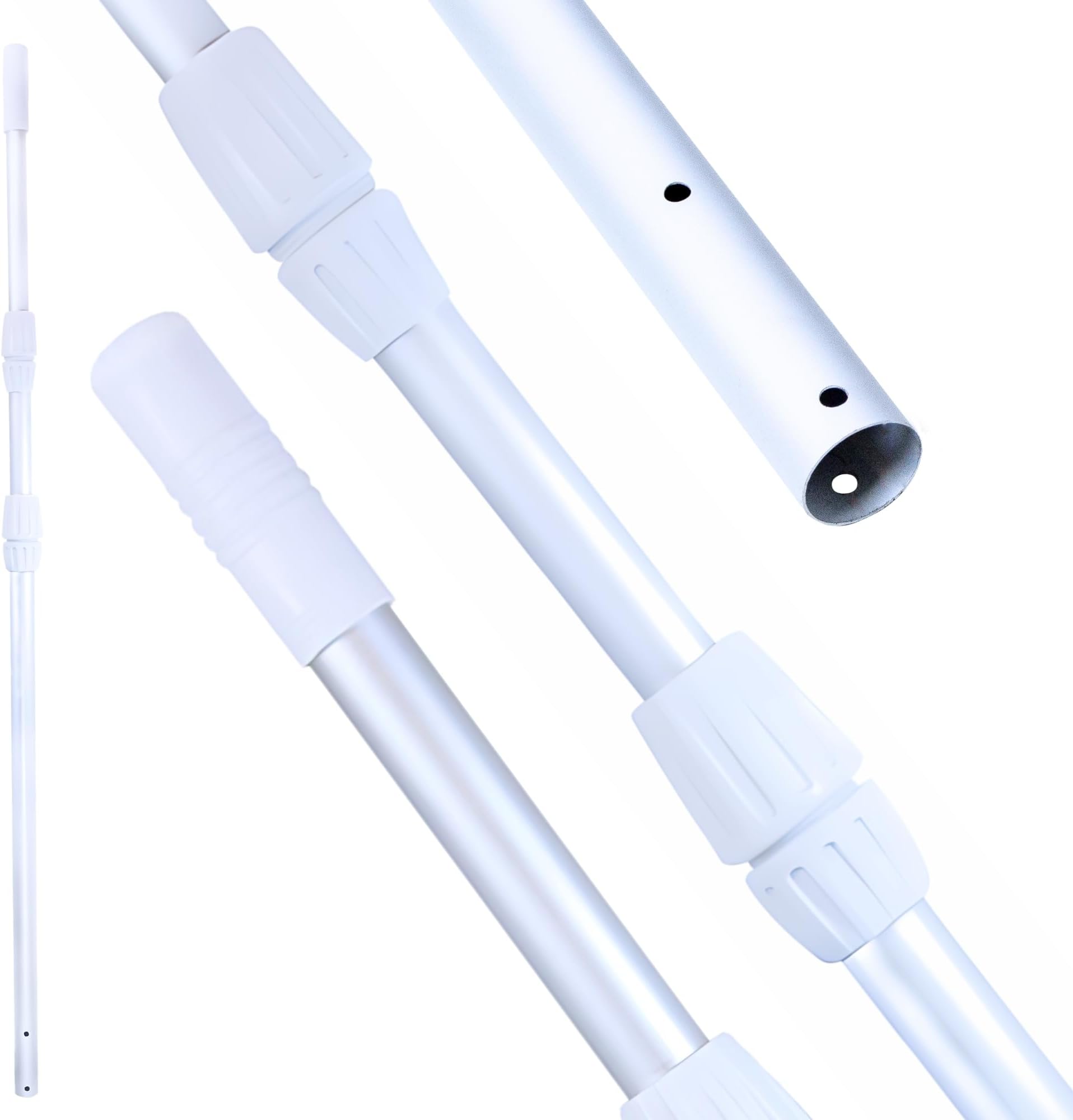 SWIMLINE HYDROTOOLS 8350A 3-Piece Telescopic Pole 4 To 12 Feet Adjustable Telepole For Swimming Pool Cleaning Skimmer Nets Vacuum Heads & Brushes Step-Up Anodized Aluminum W/ Strong Grip & Lock