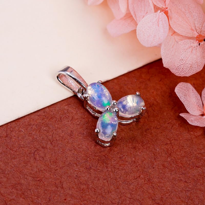 Pendentif opale éthiopienne véritable argent 925 - 3