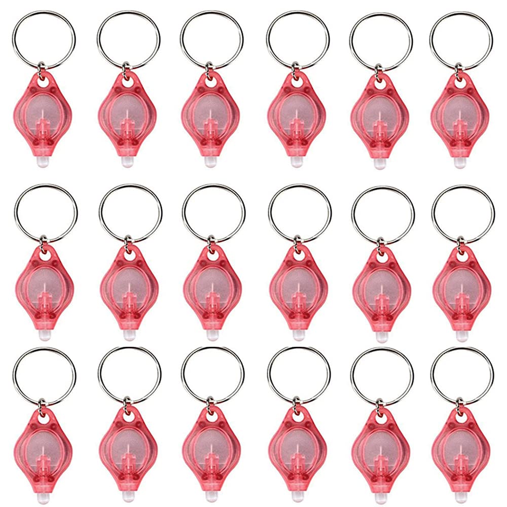 RaySoar (Pack of 18) Mini Red LED Keychain Flashlight, Red Light Keychain Flashlight, Red Keychain Flashlight, Red Keychain Light - Red Light with Red Shell