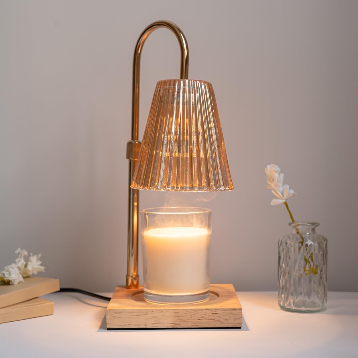 Flamingueo Lampada Scalda Candela - Candle Warmer Lamp - Decorazioni Casa - Intensità Regolabile - Con Timer - Altezza Regolabile