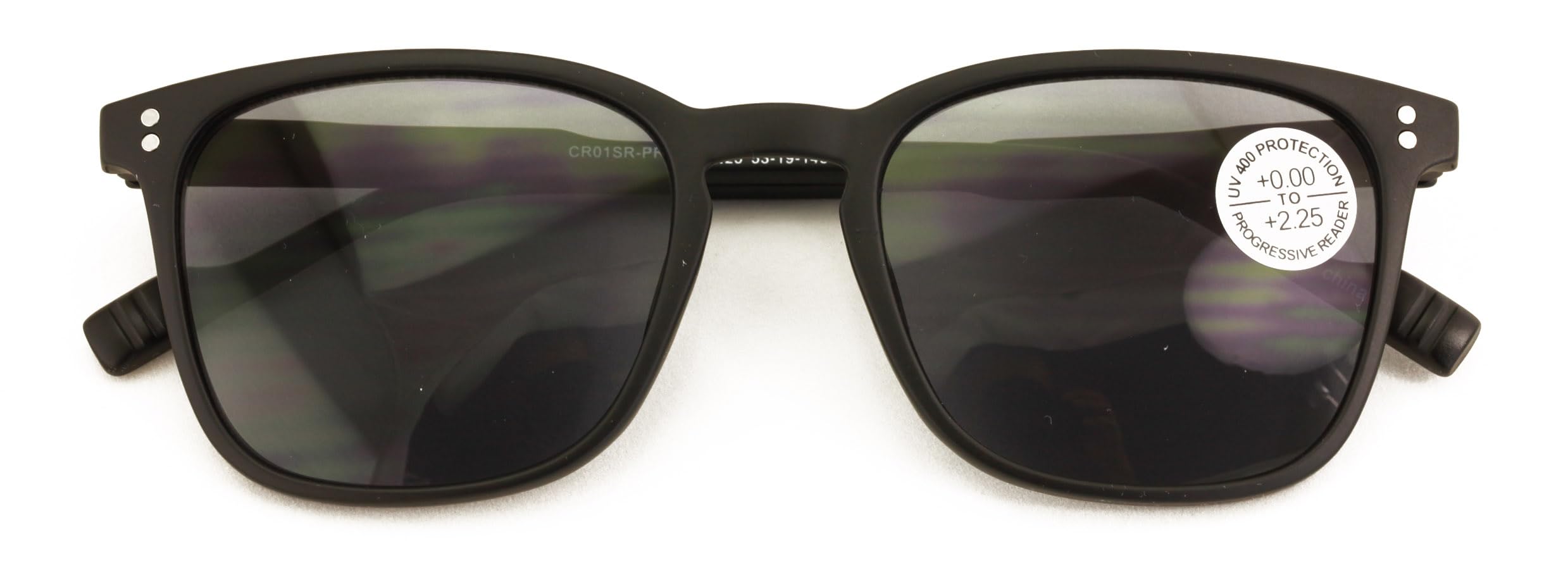 V.W.E. Lightweight Men Progressive Bifocal Reading Sunglasses – No Line, No Bubble – Zero Power on Top, UV Protection