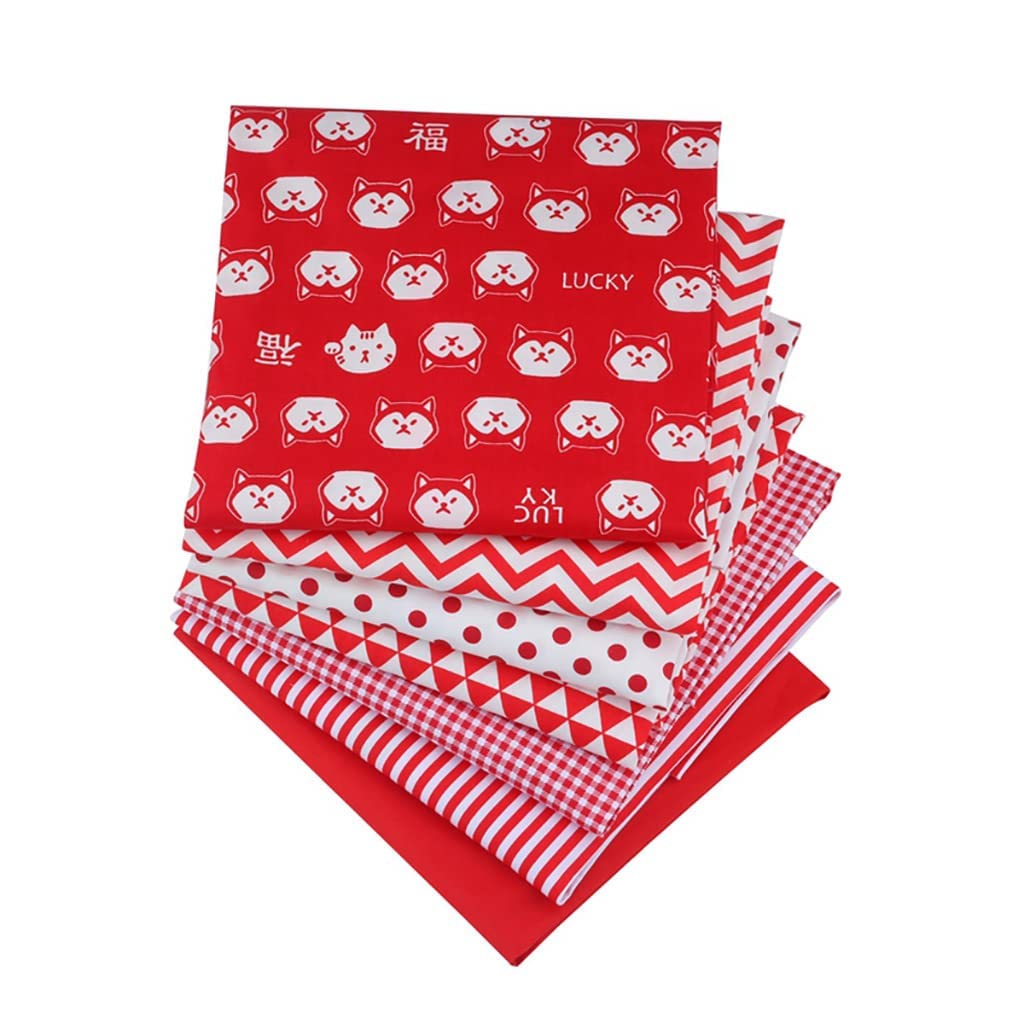 CraftsFabrics 7pcs/ Lot (16" x 20") Printed Cotton Fat Quarters for Quilting, Scrapbooking, Arts & Crafts, DIY Projects, Collage) (Red) - Image 2