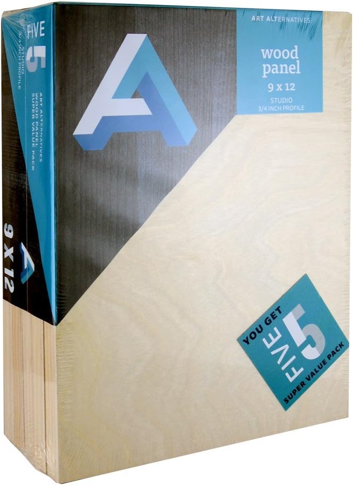 Art Alternatives Wood Panel Super Value 9x12 Pack of 5