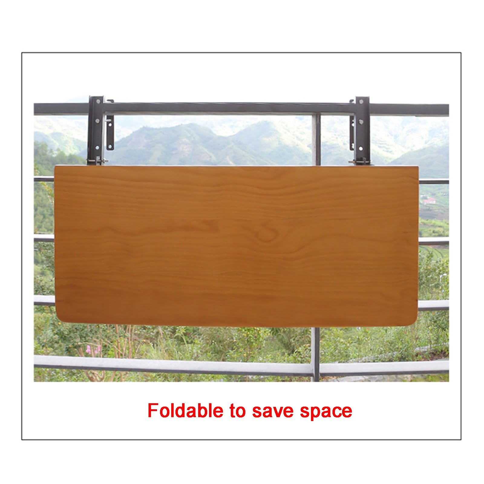 Generico Tavolo Regolabile per ringhiera da Balcone Esterno - Tavolo da Bar Pieghevole a 4 Livelli di Altezza per Giardino e Veranda - Tavolo Nero per ringhiera (100 x 35 cm)