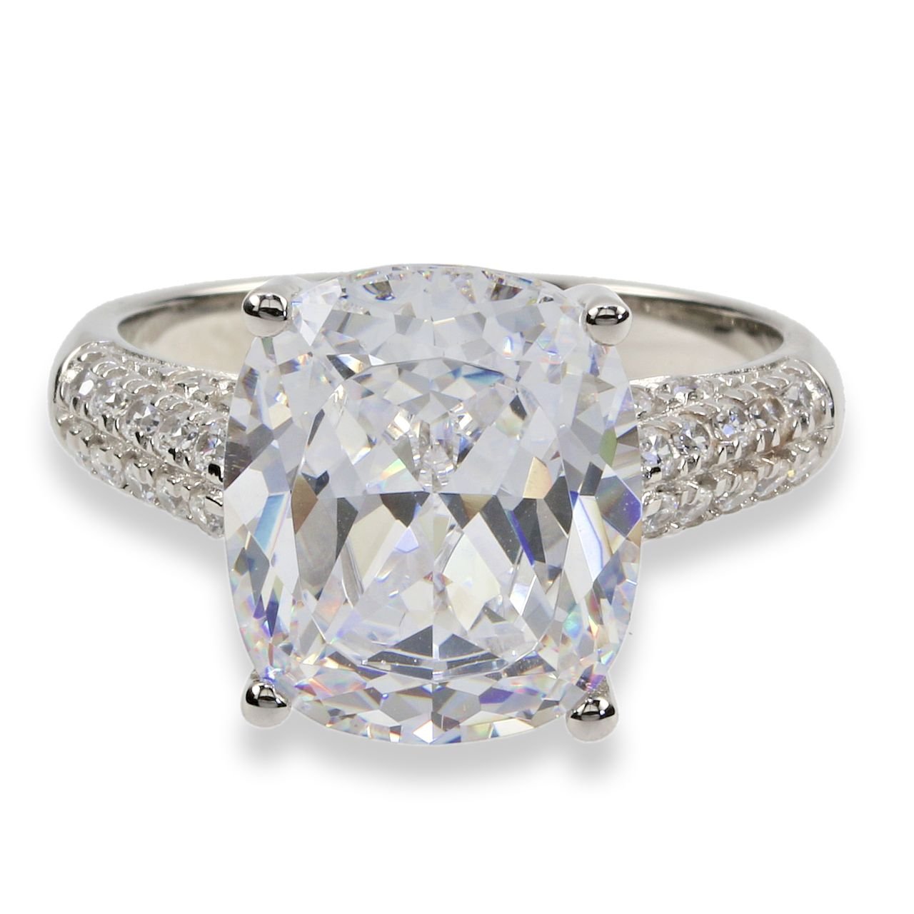 Women's Ring 925 Sterling Silver Rhodium-Plated Zirconia White croisé C056