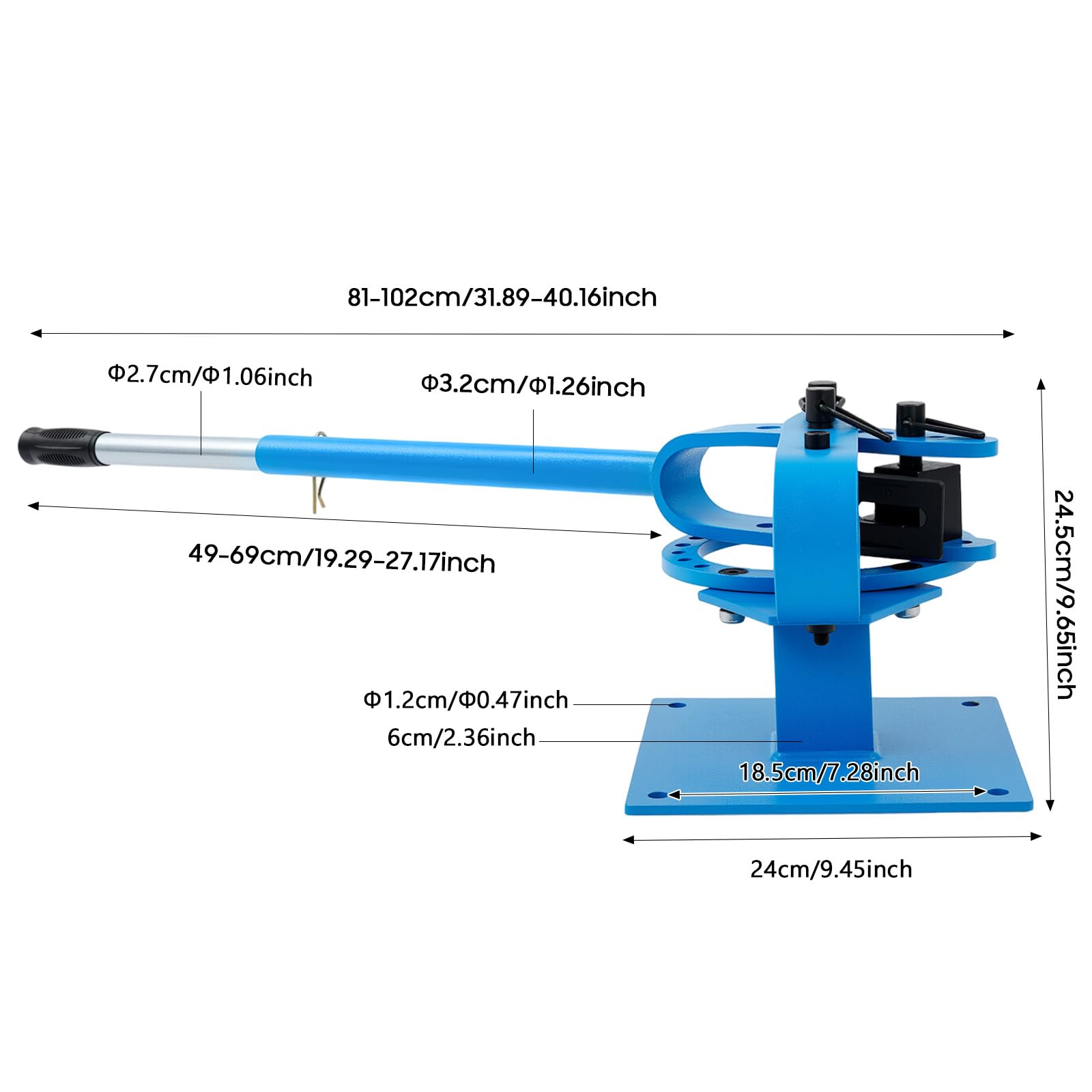 Dobladora de tubos manual, metal con 7 matrices, 25-75 mm | Dobladora universal de 5/8 pulgadas de capacidad, ideal para tubos de acero y cables eléctricos