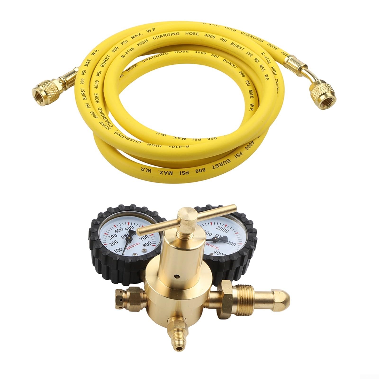 Regulador de presión de nitrógeno de latón con manómetro para G5/8 y CGA580 Kit de conexión incluye manguera de 2 m para sistemas de control de gas industriales y de laboratorio de alta presión (B)