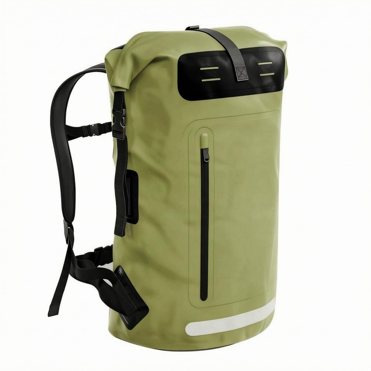 Shoulder Straps Waterproof Backpack Dry Bag Zippered Pocket Waterproof Backpack, Army Green, 55L-image-11