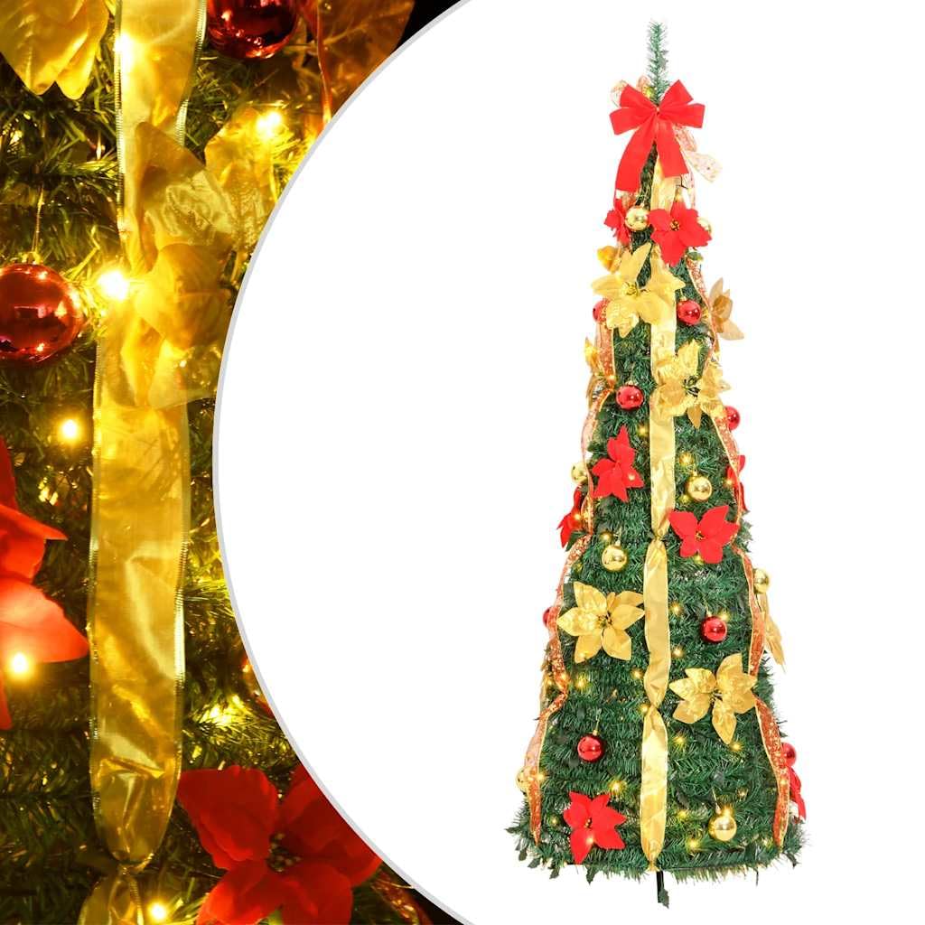 Genérico Árbol de Navidad Artificial desplegable 100 LED Verde 150 cm,Casa y jardín,Decoración,Decoraciones Festivas y estacionales,Arboles de Navidad,Verde,2.35 kg,357761