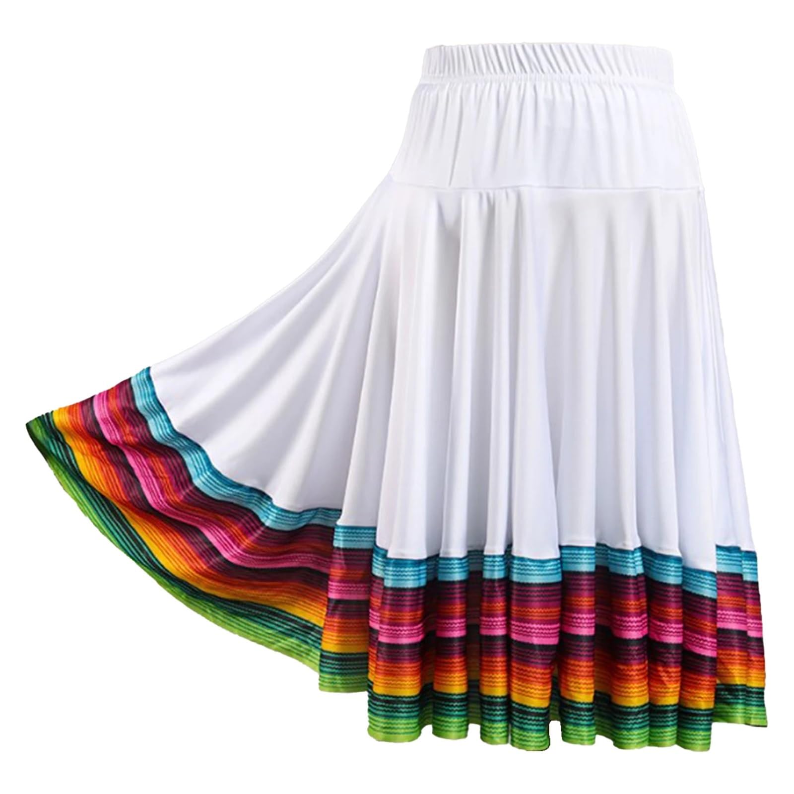 Falda Danza del Vientre Falda de Baile for Mujer, Faldas largas con Vuelo Grande y Coloridas, Traje de actuación de Danza folclórica Mexicana(Sky Blue 75cm,3XL)