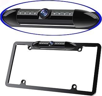 - License Plate Frame Backup Camera Night Vision Car Rear View Camera with 8 Bright LEDs 170° Viewing Angle Waterproof Backup Camera Vehicle Universal Reversing Assist Security