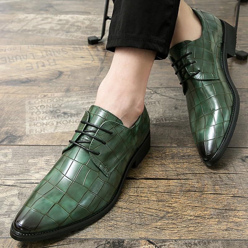 Men's Vintage Genuine Leather Oxford Shoes - Retro Lace Up Platform Dress Shoes with Pointed Toe for Business & Formal Occasions3