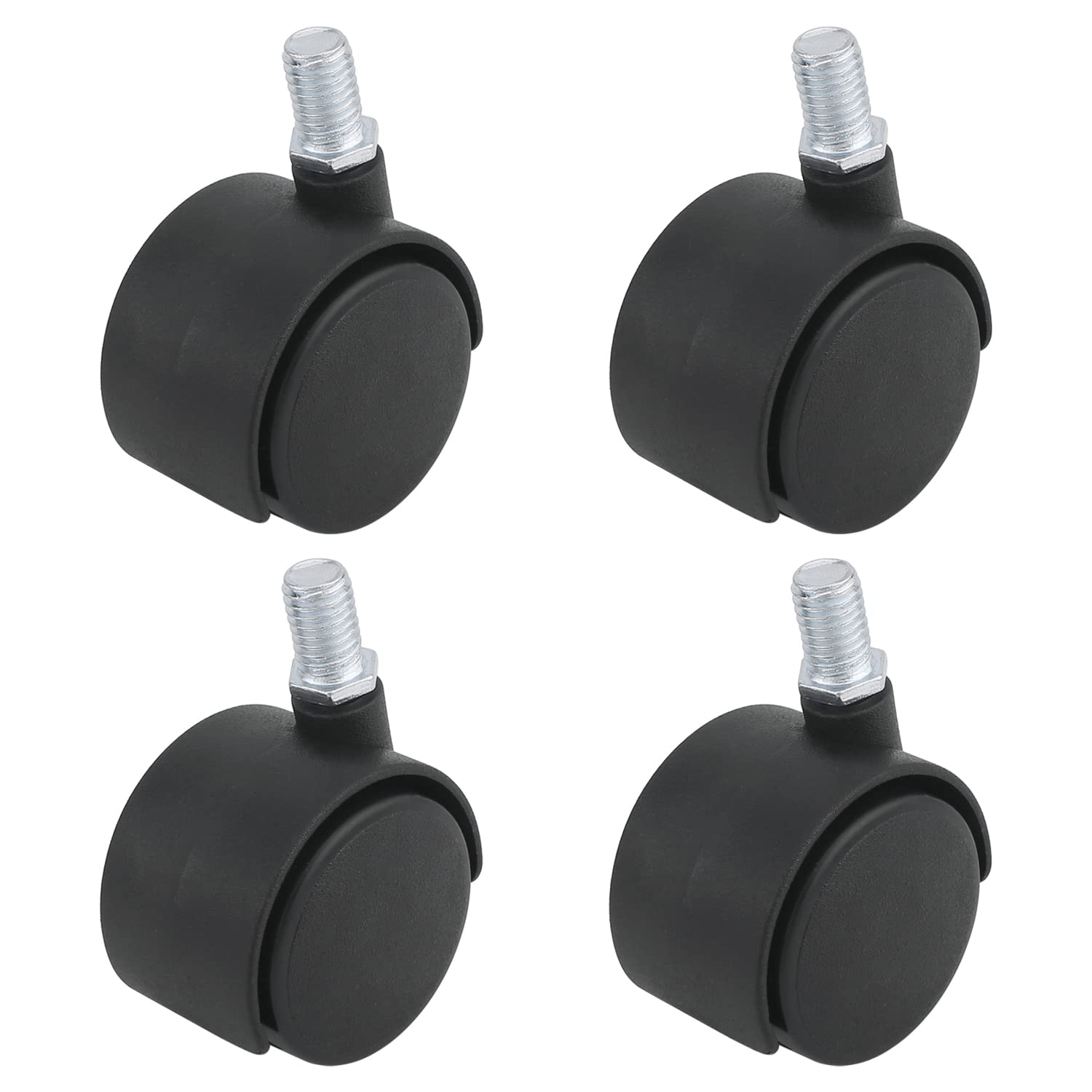 MroMax 1.5 Inch Swivel Castor Wheels 360 Degree Threaded Stem Caster Wheel, M10 x 15mm Black Tone 4pcs