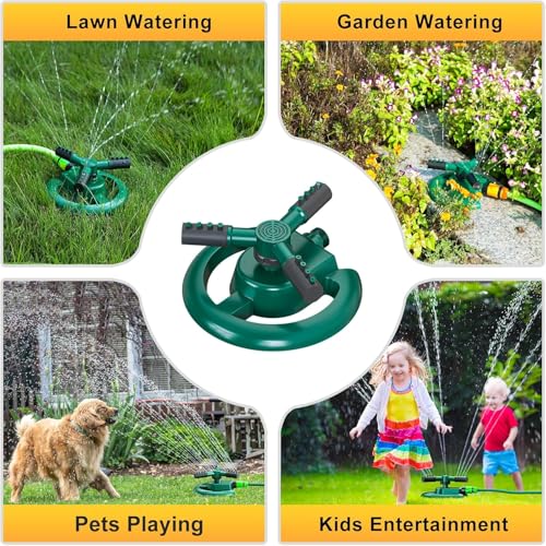 Image of Automatic 360 Rotating Adjustable 3 Arm Lawn Water Sprinkler for Watering Garden Plants /Hose Irrigation Yard Water Sprayer (Sprinkler Pack 2)