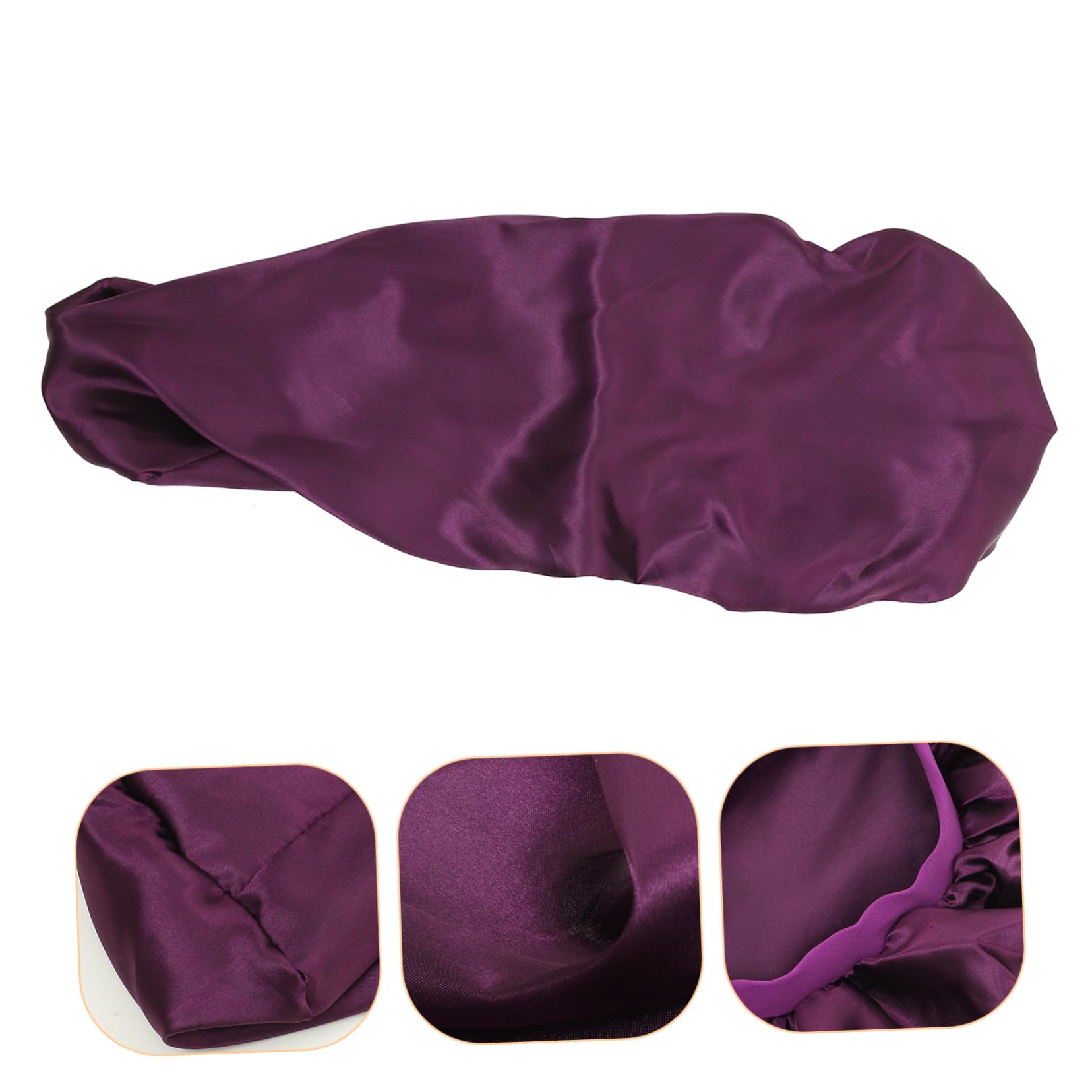 Bonnet de Sommeil en Satin Délicat 3 Pièces Taille Longue Élastique pour Femmes Cheveux Bouclés Tresses Soin Capillaire Maison Nuit