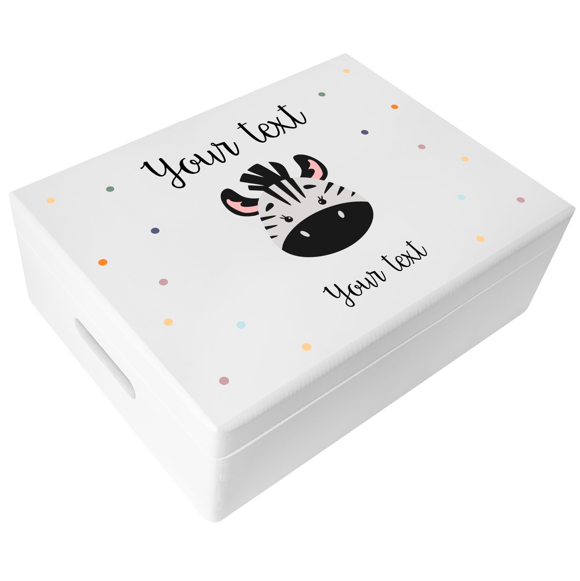 Creative Deco Personalised White Baby Memory Box - Zebra
