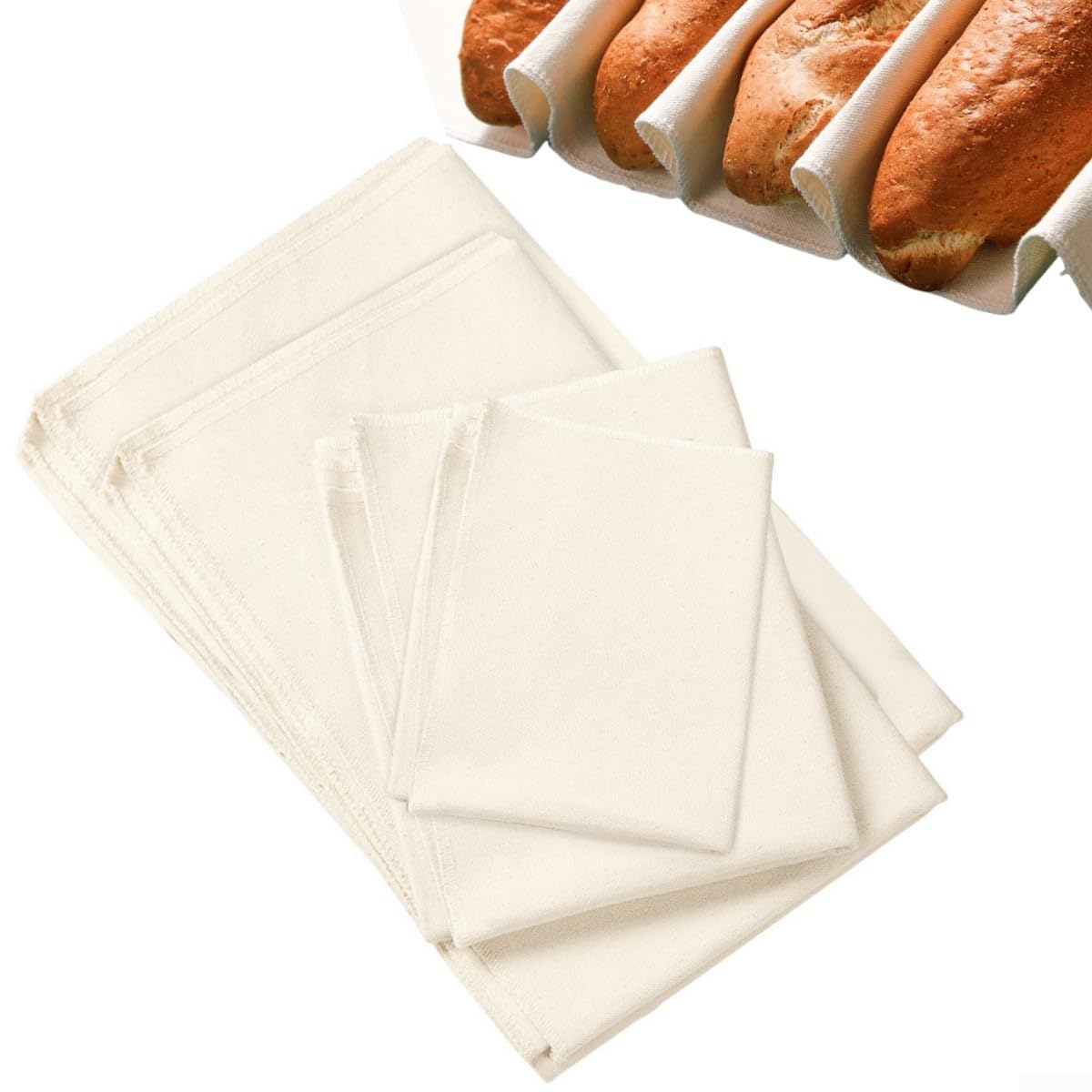 Set di 5 coperture per la fermentazione del pane, copertura traspirante per la fermentazione dell'impasto, 4 misure (150 x 60 cm)