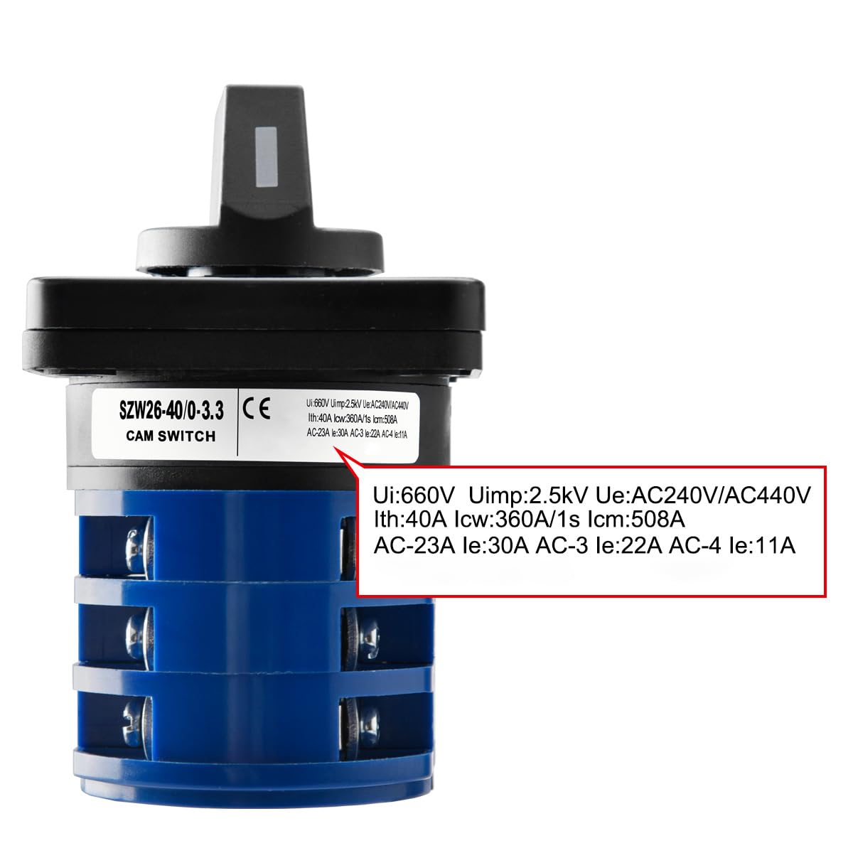 Commutatore A Camma Taiss LW26-32/3 - 3 Posizioni, 12 Terminali, 32A 690V - Foto 5