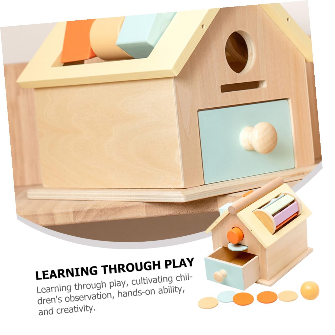 Juguete Montessori de Madera para Bebés 1-3 Años Caja de Monedas, Entrenamiento de Coordinación Mano-Ojo y Concentración en Educación Temprana
