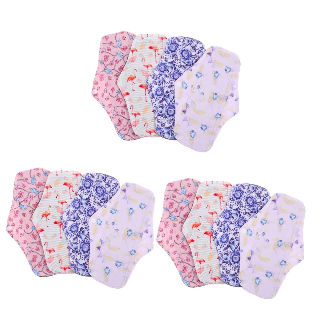 Ipetboom 12piezas Compresas Menstruales Reutilizables De Absorbentes y Lavables Femeninos Botón De Sujeción Para Menstruación y Postparto