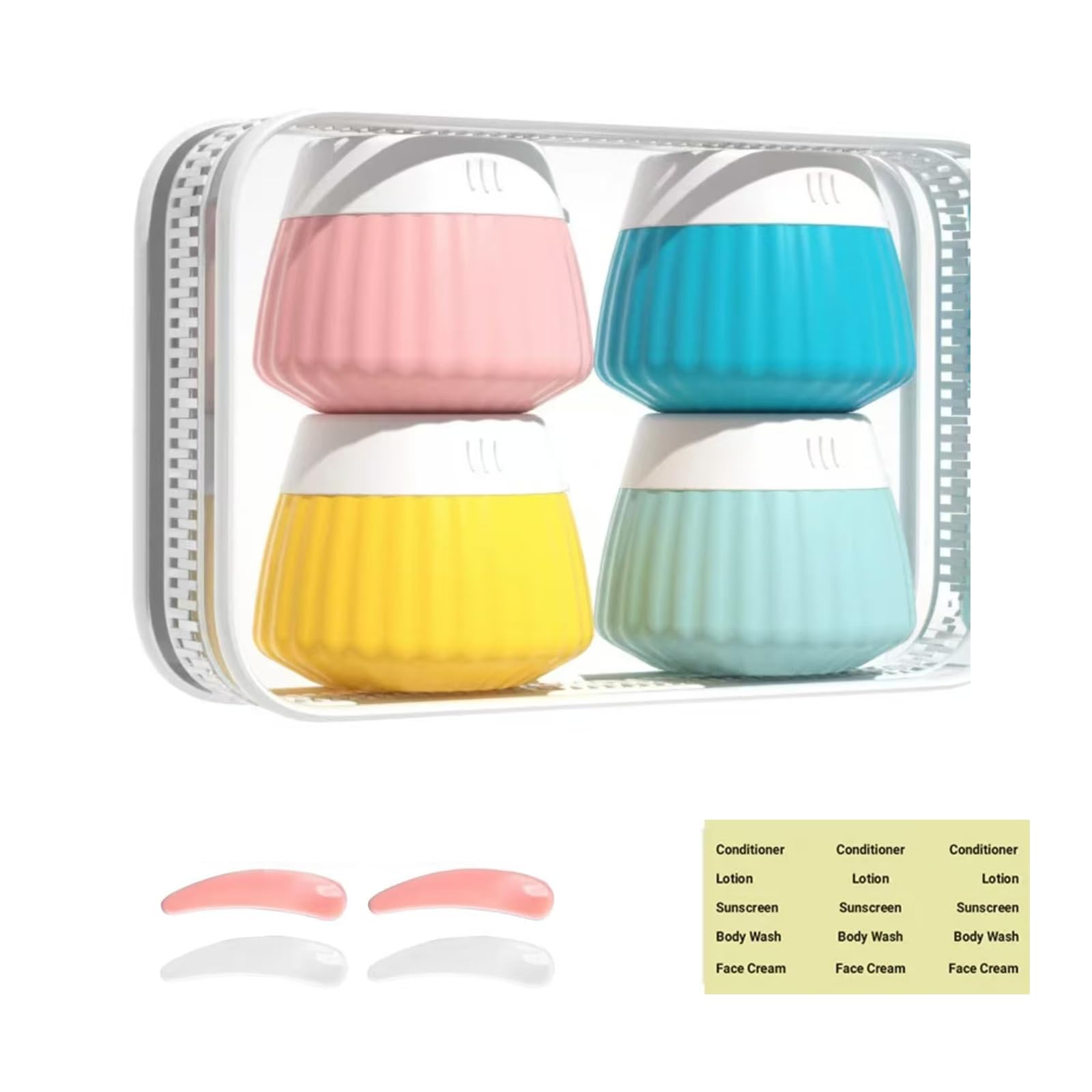 Cute Travel Containers for Toiletries – Macaron Color Silicone Cream Jars, TSA Approved Travel Size Cosmetic Jars with Leak-proof Lids, Refillable Small Containers for Face & Body Cream (4 Pack)-image-21