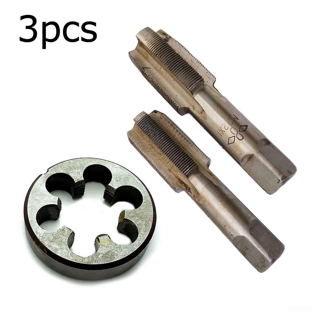 Zestaw gwintowników i narzynek, gwintownik i narzynki okrągłe, stal szybkotnąca, 2 szt., gwintownik stożkowy M22 x 1 mm i narzynka M22 x 1 mm, gwint metryczny prawy
